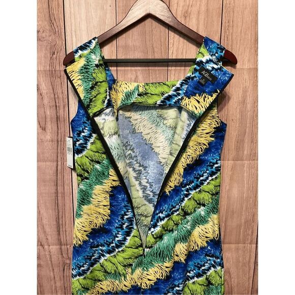 AGB dress size 10 NWT stretchy blue green zipper - Picture 7 of 9